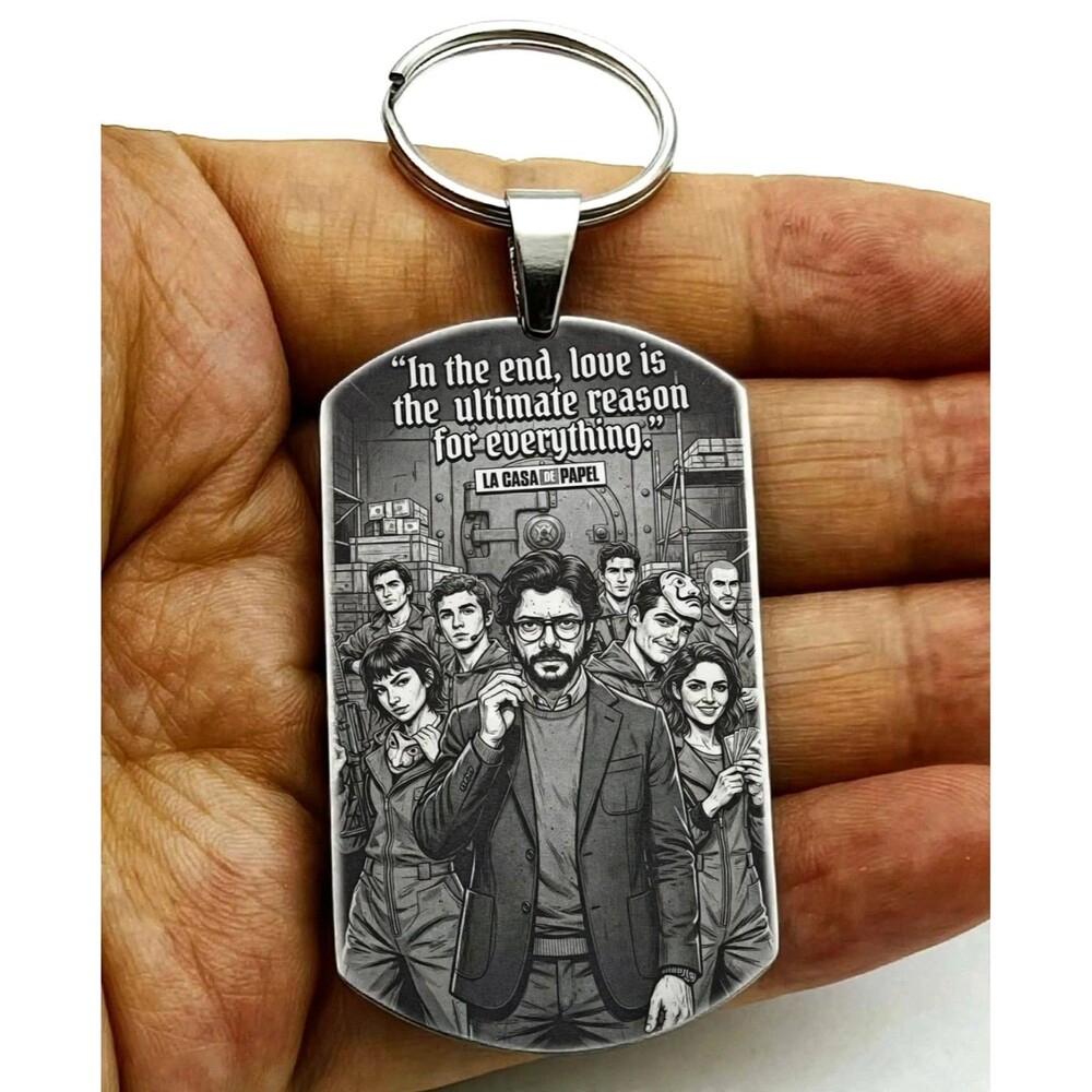 TV Series Money Heist Action Movie Stainless Keychain Art Quote Drama Smart